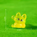 Adorable miniature yellow luminous cat figurine for DIY micro landscape decor, 2.4cm width - Yellow