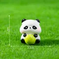 Miniature panda bear figurine holding a yellow bamboo shoot, 2.2cm x 2.2cm micro landscape - Holding Bamboo Shoot