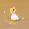 Miniature cute white duck figurine wearing paper bag hat, 2.9cm desktop resin ornament - Relaxing Duck / Paper Bag Duck