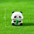 Cute miniature panda figurine holding green bamboo for DIY garden micro-landscape decor - Holding Bamboo