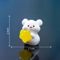 Miniature white puppy figurine holding a yellow star, 2.5cm tall cute resin decor - Sticking Star (4#)