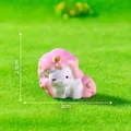 Cute miniature pink and white unicorn figurine for micro landscape decor, 3cm x 2.5cm - Walking Unicorn