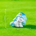 Cute blue-haired unicorn figurine for DIY micro-landscape, size 3x2.6cm - Resting Unicorn