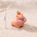 Cute miniature capybara figurine ornament with orange on head 2.6cm by 2.6cm size - Orange on Head Style