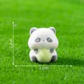 Miniature flocked panda figurine holding a yellow ball, 2.2cm tall for DIY crafts - 4# Holding Bamboo Shoot / 2.2x2.2cm