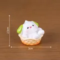 Miniature cute matcha dog figurine in waffle basket for DIY crafts, 3x2.5cm size - Ice Cream Cone Shape