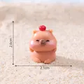 Mini figurine capybara mignonne avec fruit rouge pour décor DIY de micro-paysage - Style Pomme sur la Tête
