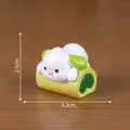 Miniature cute white dog on matcha roll cake figurine for dollhouse and desk decor - Swiss Roll Shape