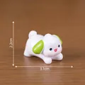 Adorable miniature white puppy figurine with green ears for DIY dollhouse decor - Standing Puppy Style
