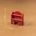 Detailed miniature red dollhouse desk furniture for micro landscape DIY decor 3x2.9cm - Cabinet (C3042)