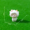 Miniature white sheep figurine with pink flower for micro landscape and garden decor - Shy Sheep
