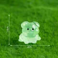 Mini green luminous pug dog figurine for micro landscape gardening decor, size 2x1.8cm - Lying Pug (1#) / 1.8x2.0cm / Green