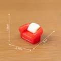 Miniature red modern sofa with a white cushion for dollhouse and DIY landscape decor - Sofa (C3042)
