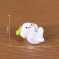 Mini figurine de chiot blanc avec oreilles vertes pour décoration de maison de poupée - Style Chiot Allongé