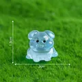 Cute blue translucent luminous pug dog figurine for micro landscape DIY garden decor - Lying Pug (3#) / 1.8x2.0cm / Blue