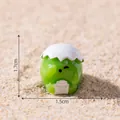 Miniature green dinosaur figurine with eggshell hat for creative DIY landscape decor - Cute Cyan Dinosaur / 1.7x1.5cm