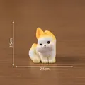 Miniature chubby Corgi dog figurine for DIY dollhouse decor, 2.5cm size small ornament - 5# Leaning