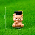 Cute miniature resin bear with graduation hat 2.1cm for DIY micro landscape decor - Style 2 Bear / 2.1x1.5cm