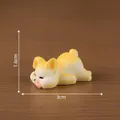 Miniature cute fat Corgi dog figurine for dollhouse DIY decor, 3cm length - 6# Crawling
