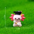 Cute pink graduation axolotl figurine for DIY micro landscape decoration, size 2.2cm - 4# Axolotl / 2.2x2.2cm