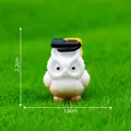 Cute miniature owl figurine wearing graduation cap for DIY micro landscape decor - 2.2x1.6cm