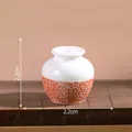 Miniatur weiß-orange strukturierte Keramikvase für Puppenhaus DIY Deko, 2,2 cm Größe - Vase Stil 7