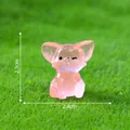 Mini luminous pink fennec fox resin figurine for micro landscape DIY desktop decoration - 1 Piece / Red