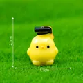 Small cute yellow chick figurine with black graduation cap for micro landscape DIY decoration - 2.1x1.7cm
