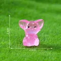 Miniature luminous pink fennec fox figurine with wink expression for micro landscape - 1 Piece / Rose Red