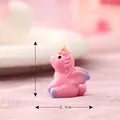 Mini pink resin unicorn figurine for micro-landscapes, size 2.7cm x 2.4cm, SKU view - Sitting Pose (No.1) / Pink