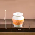 Miniaturvase aus Keramik mit orangefarbener Textur für Puppenhaus-Deko, 1,9 x 2,2 cm. - Vase Stil 11