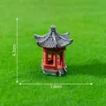 Miniature stone pavilion landscape decoration in red and grey for bonsai DIY crafts - Antique Pavilion (3#) / 4.3x3.8cm
