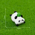 Cute miniature panda figurine with green leaf 2.0x1.5cm for micro landscape garden decor - Xiao Nuo Nuo (1#)
