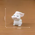 Statuetta in miniatura di coniglio bianco in resina per decorazione casa delle bambole - Posa con Fiore (2#) / 2.6x2.9cm