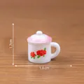 Vintage miniature ceramic tea cup with floral pattern and dimensions for dollhouse - 4# Pottery Cup with Lid