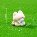 Cute miniature Siamese cat figurine holding a blue fish for DIY garden decoration - Kitten Holding Fish (2#) / 2.6x2.1x2.6cm