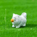 Miniature white Pomeranian puppy figurine with orange ball for gardening decor - 3# Holding Ball Pose