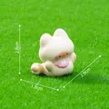 Cute chubby cream kitten figurine with pink bib for DIY micro-landscape decoration - Kitten with Bow Tie (3#) / 2.8x1.8x2.9cm