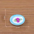 Miniature ceramic plate with floral print for dollhouse and DIY landscape decoration - 6# Blue Rim Round Plate