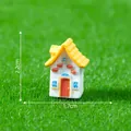 Miniature fairy garden house with yellow roof and 2.2cm height dimension markings - Width 1.7cm x Height 2.2cm / Yellow Tile House