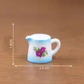 Miniature ceramic floral pitcher for dollhouses, 1.8cm height by 2.6cm width detail - 8# Blue Body Milk Jug