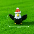 Miniature bald eagle figurine with Santa hat for gardening decor, size 3.6cm x 3.1cm - Winter Bald Eagle (Red Christmas Hat)