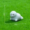 Miniature white seal figurine for micro-landscape DIY dollhouse decor, 2.0cm long - 1.4x2.0cm / Small Seal