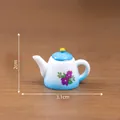Miniature ceramic teapot with vintage purple flower print for dollhouse DIY decoration - 9# Blue Top Teapot