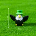 Miniature bald eagle figurine with green shamrock hat for garden DIY decor - Irish Festival Bald Eagle (Green Top Hat)
