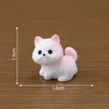 Miniature pink and white cat figurine with bow for DIY dollhouse decor, 1.9cm height - Pink White Bow Cat / Pose 4 Side Position