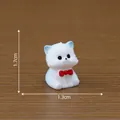 Cute miniature white kitten figurine with red bow tie for dollhouse DIY decoration - Pose 5 Upward Bow Cat