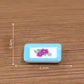 Miniature blue floral ceramic dollhouse tray for DIY micro landscape decorations - 11# Blue Rim Square Tray