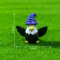 Miniature bald eagle figurine wearing purple wizard hat for gardening landscaping decor - Magic Bald Eagle (Purple Wizard Hat)