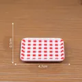 Miniature dollhouse ceramic tray with red and white checkered pattern, 4.7cm x 0.5cm - 12# Red Plaid Plate